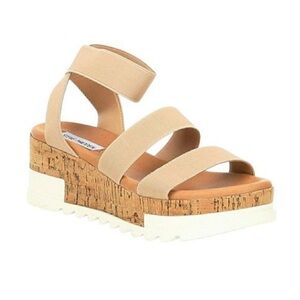 Steve Madden Bandi Wedges Beige- Womens-